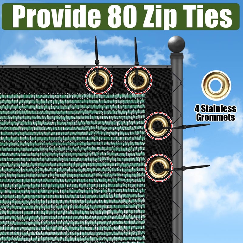 BADAO Green 6FT X 50FT Outdoor Privacy Screen Fence & Mesh Shade Net Cover, Ideal for Garden and Backyard - Enhances Privacy for Fencing & Chain Link, Perfect for Patio Privacy Wall, Slats，Freestanding - Image 3